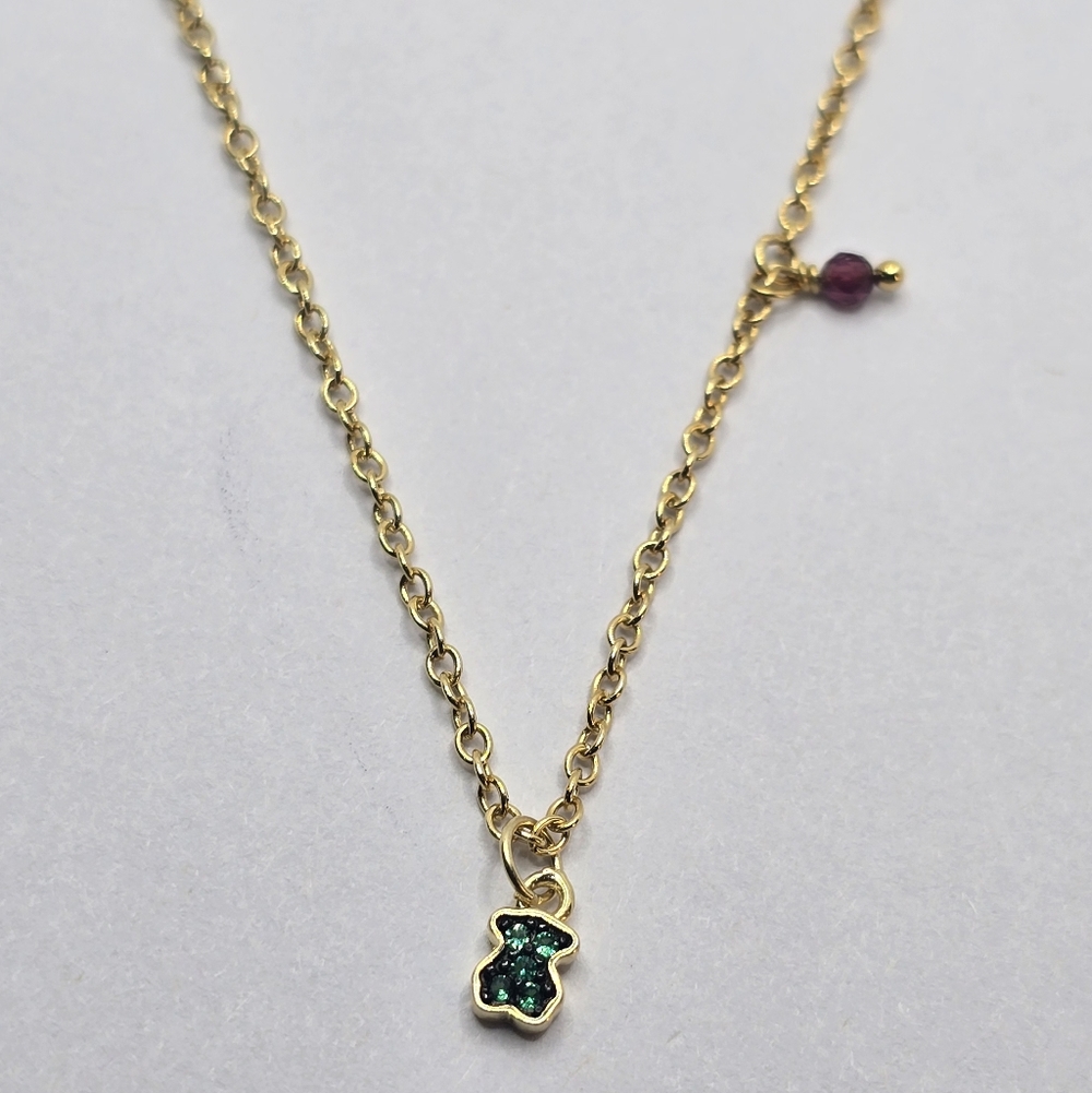 Tous Silver vermeil New Motif Necklace with chrome diopside bear